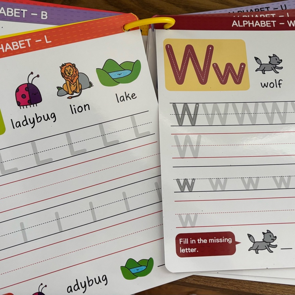 Pre-K Wipe Off ABC Workbook & Math, Letters, Word, Game Cards Learning Fun Set - Picture 6 of 15